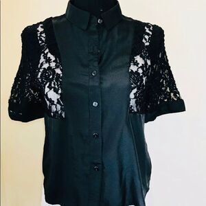 OLSONBOYE🌹Black Lace Blouse Short-Sleeve Top
